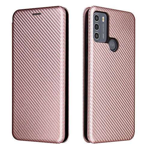 Leather Case Stands Flip Cover Holder L02Z for Motorola Moto G50 Rose Gold