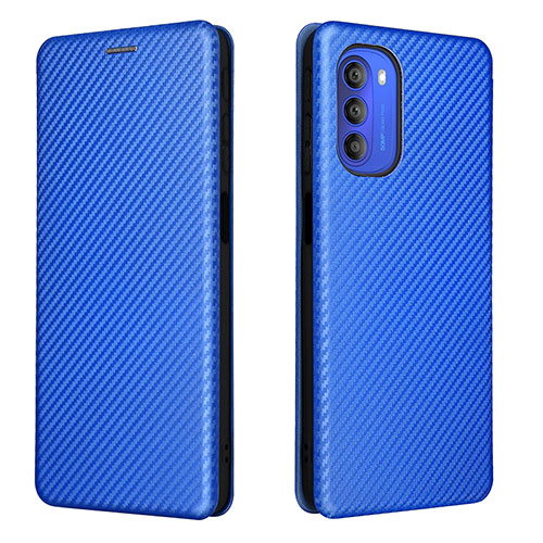 Leather Case Stands Flip Cover Holder L02Z for Motorola Moto G51 5G Blue