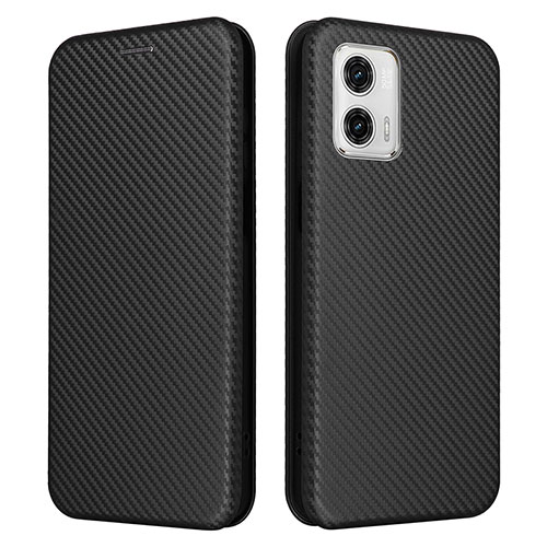 Leather Case Stands Flip Cover Holder L02Z for Motorola Moto G53j 5G Black