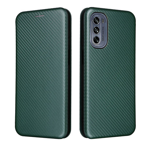 Leather Case Stands Flip Cover Holder L02Z for Motorola Moto G62 5G Green