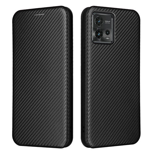 Leather Case Stands Flip Cover Holder L02Z for Motorola Moto G72 Black