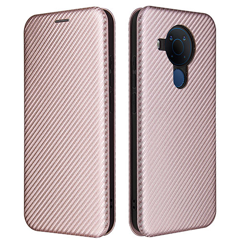 Leather Case Stands Flip Cover Holder L02Z for Nokia 5.4 Rose Gold