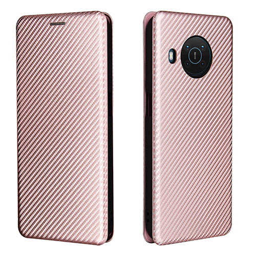 Leather Case Stands Flip Cover Holder L02Z for Nokia X20 Rose Gold