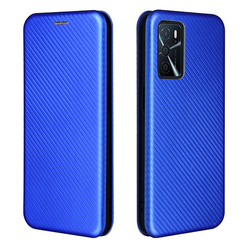 Leather Case Stands Flip Cover Holder L02Z for Oppo A16 Blue