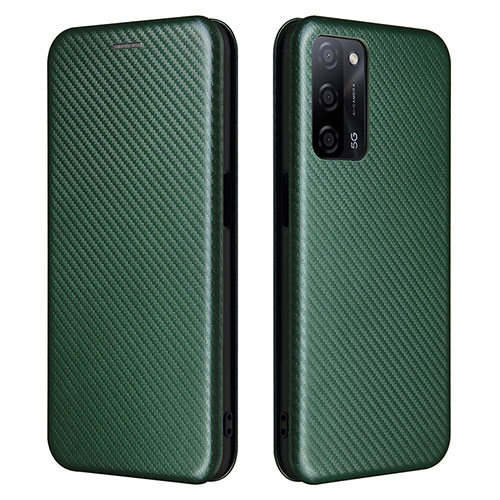 Leather Case Stands Flip Cover Holder L02Z for Oppo A53s 5G Green