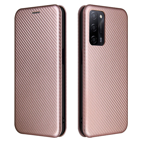 Leather Case Stands Flip Cover Holder L02Z for Oppo A53s 5G Rose Gold