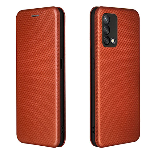 Leather Case Stands Flip Cover Holder L02Z for Oppo A74 4G Brown