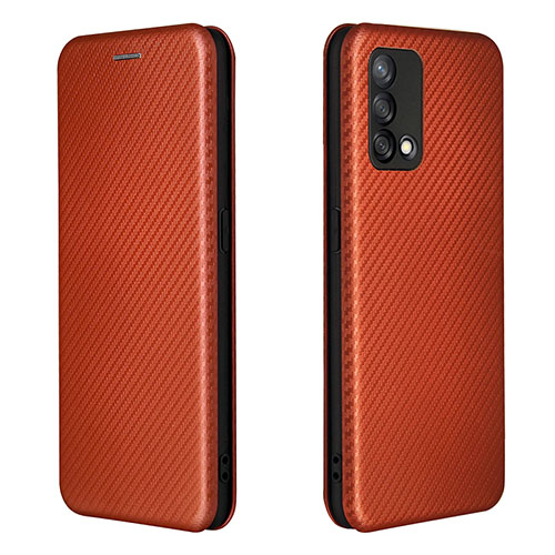 Leather Case Stands Flip Cover Holder L02Z for Oppo F19s Brown