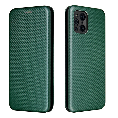 Leather Case Stands Flip Cover Holder L02Z for Oppo Find X3 5G Green