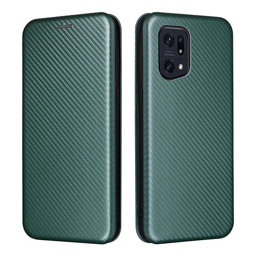 Leather Case Stands Flip Cover Holder L02Z for Oppo Find X5 Pro 5G Green