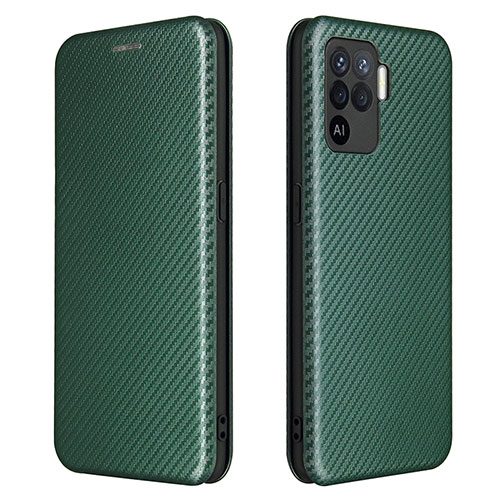 Leather Case Stands Flip Cover Holder L02Z for Oppo Reno5 F Green