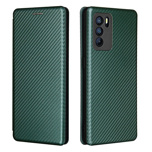 Leather Case Stands Flip Cover Holder L02Z for Oppo Reno6 Pro 5G India Green