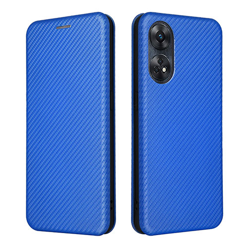 Leather Case Stands Flip Cover Holder L02Z for Oppo Reno8 T 4G Blue