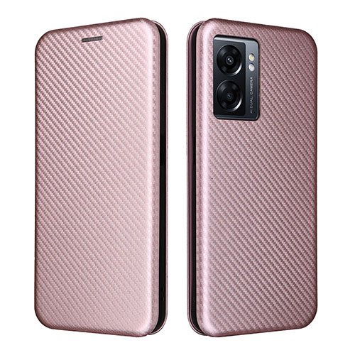 Leather Case Stands Flip Cover Holder L02Z for Realme V23 5G Rose Gold