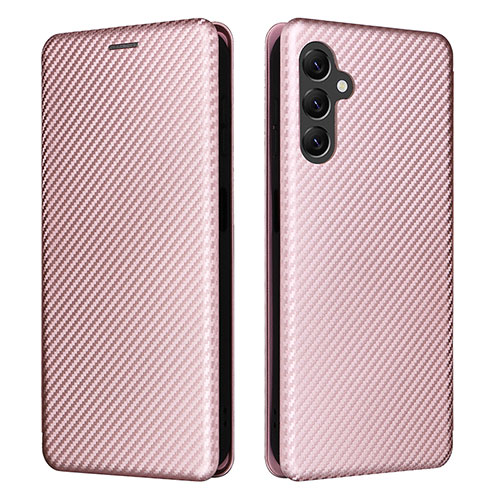 Leather Case Stands Flip Cover Holder L02Z for Samsung Galaxy A14 4G Rose Gold