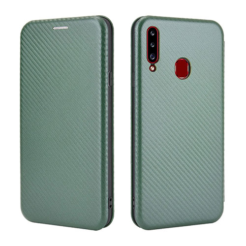 Leather Case Stands Flip Cover Holder L02Z for Samsung Galaxy A20s Green