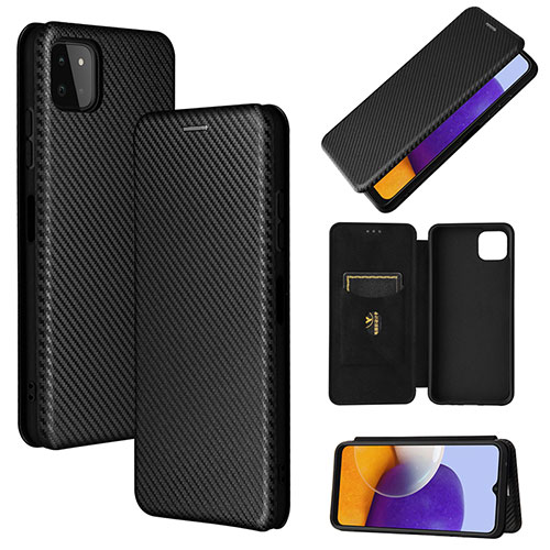 Leather Case Stands Flip Cover Holder L02Z for Samsung Galaxy A22s 5G Black