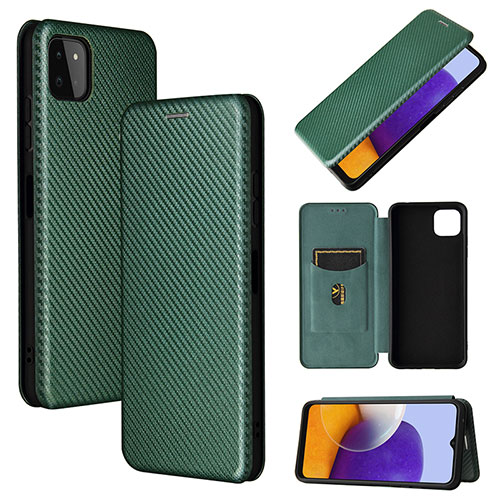 Leather Case Stands Flip Cover Holder L02Z for Samsung Galaxy A22s 5G Green