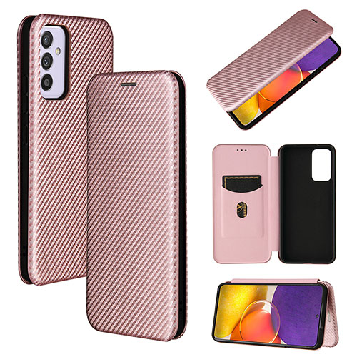 Leather Case Stands Flip Cover Holder L02Z for Samsung Galaxy A24 4G Rose Gold