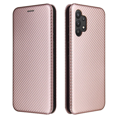 Leather Case Stands Flip Cover Holder L02Z for Samsung Galaxy A32 4G Rose Gold