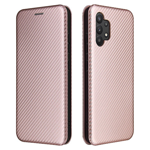 Leather Case Stands Flip Cover Holder L02Z for Samsung Galaxy A32 5G Rose Gold