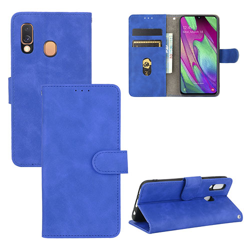 Leather Case Stands Flip Cover Holder L02Z for Samsung Galaxy A40 Blue