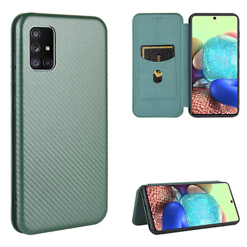 Leather Case Stands Flip Cover Holder L02Z for Samsung Galaxy A51 5G Green