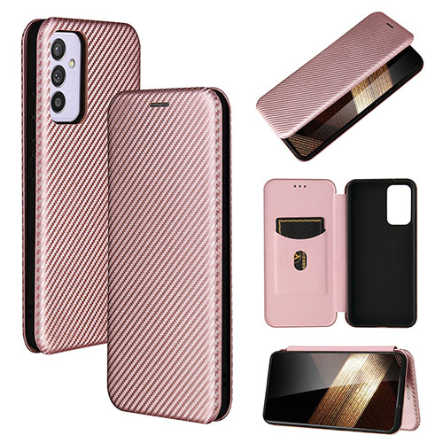 Leather Case Stands Flip Cover Holder L02Z for Samsung Galaxy A55 5G Rose Gold