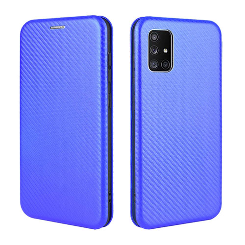 Leather Case Stands Flip Cover Holder L02Z for Samsung Galaxy A71 4G A715 Blue