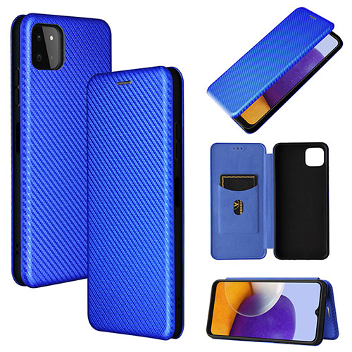 Leather Case Stands Flip Cover Holder L02Z for Samsung Galaxy F42 5G Blue