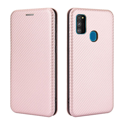 Leather Case Stands Flip Cover Holder L02Z for Samsung Galaxy M30s Rose Gold