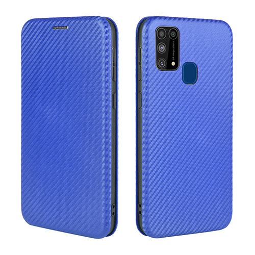 Leather Case Stands Flip Cover Holder L02Z for Samsung Galaxy M31 Blue