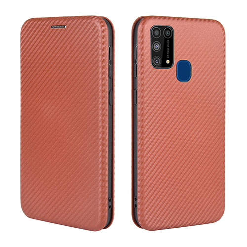 Leather Case Stands Flip Cover Holder L02Z for Samsung Galaxy M31 Brown