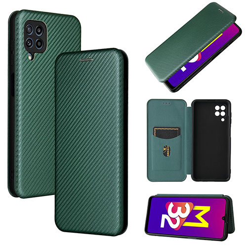 Leather Case Stands Flip Cover Holder L02Z for Samsung Galaxy M32 4G Green