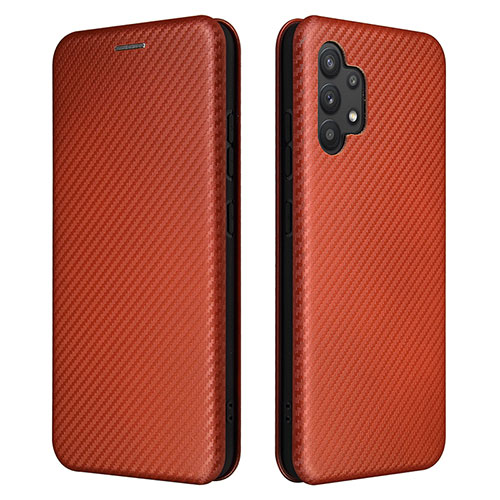 Leather Case Stands Flip Cover Holder L02Z for Samsung Galaxy M32 5G Brown