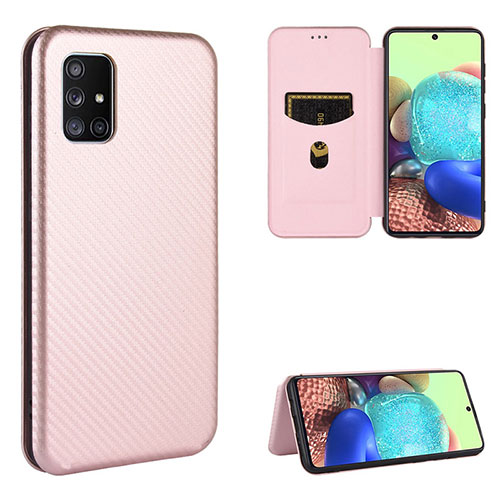 Leather Case Stands Flip Cover Holder L02Z for Samsung Galaxy M40S Rose Gold