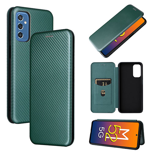 Leather Case Stands Flip Cover Holder L02Z for Samsung Galaxy M52 5G Green