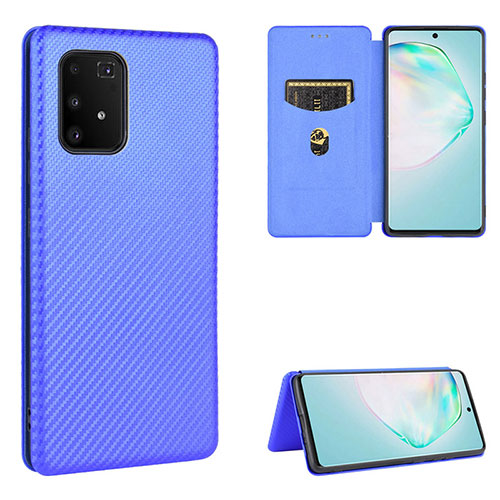 Leather Case Stands Flip Cover Holder L02Z for Samsung Galaxy S10 Lite Blue