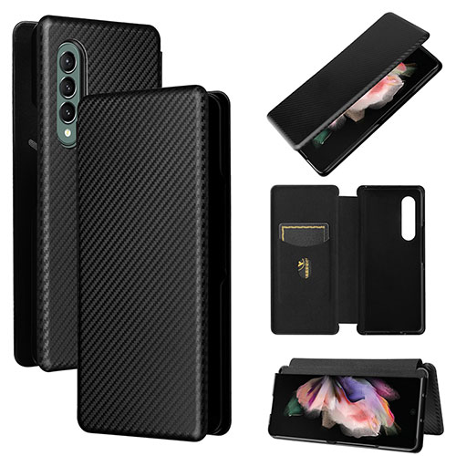 Leather Case Stands Flip Cover Holder L02Z for Samsung Galaxy Z Fold3 5G Black