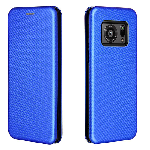 Leather Case Stands Flip Cover Holder L02Z for Sharp Aquos R6 Blue