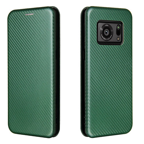 Leather Case Stands Flip Cover Holder L02Z for Sharp Aquos R6 Green