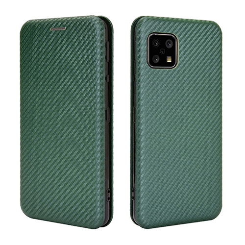 Leather Case Stands Flip Cover Holder L02Z for Sharp Aquos Sense4 Green