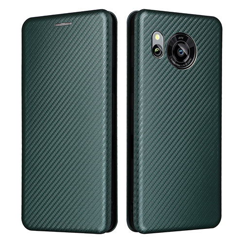 Leather Case Stands Flip Cover Holder L02Z for Sharp Aquos Sense7 Green