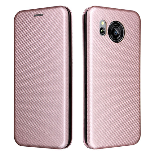 Leather Case Stands Flip Cover Holder L02Z for Sharp Aquos Sense7 Plus Rose Gold