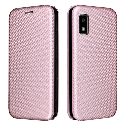 Leather Case Stands Flip Cover Holder L02Z for Sharp Aquos wish2 Rose Gold