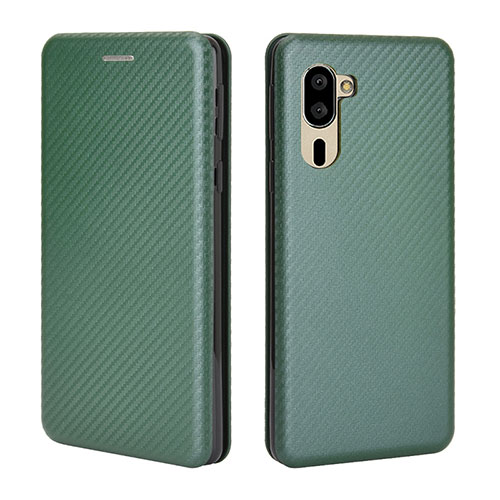 Leather Case Stands Flip Cover Holder L02Z for Sharp Simple Sumaho 5 Green