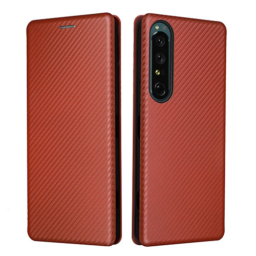 Leather Case Stands Flip Cover Holder L02Z for Sony Xperia 1 IV Brown