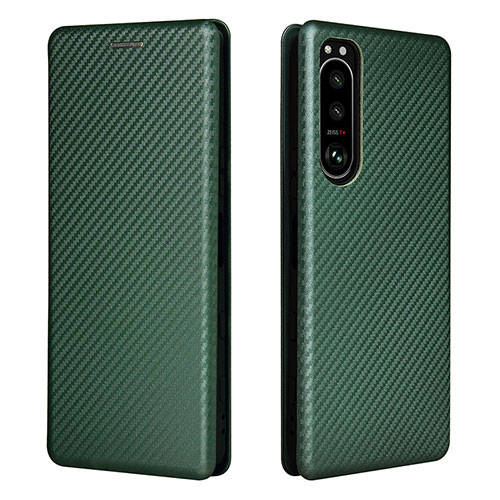 Leather Case Stands Flip Cover Holder L02Z for Sony Xperia 5 III Green