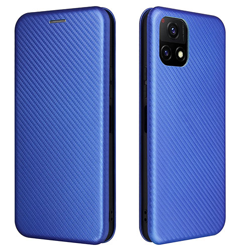 Leather Case Stands Flip Cover Holder L02Z for Vivo iQOO U3 5G Blue