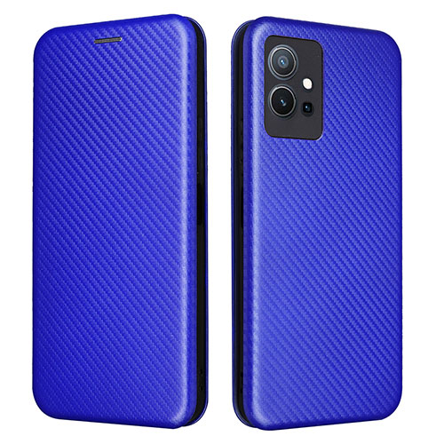 Leather Case Stands Flip Cover Holder L02Z for Vivo T1 5G India Blue